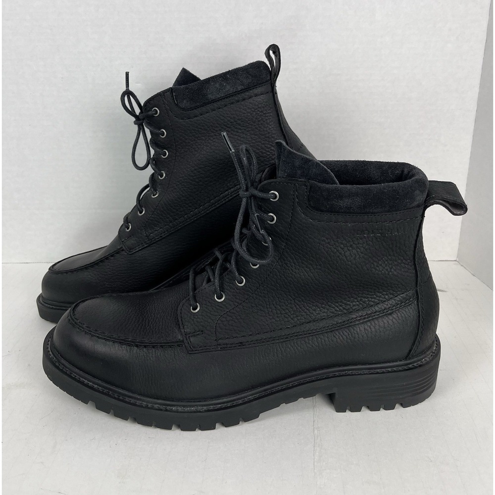 Cole Haan Keaton Mens Moc Toe Waterproof Boots Size 10.5 Leather Black C23986